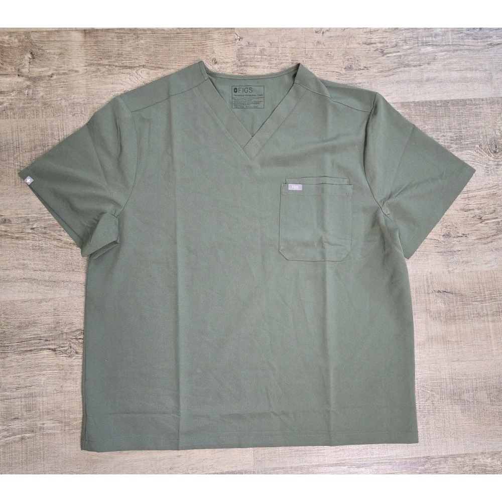 FIGS Shirt Mens XXLarge Olive green  Leon Technical Collection V Neck Scrub Top